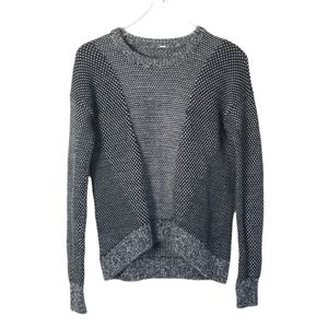 LULULEMON Yogi Crew Sweater Size 6 Black Heathered Light Grey Merino Wool
